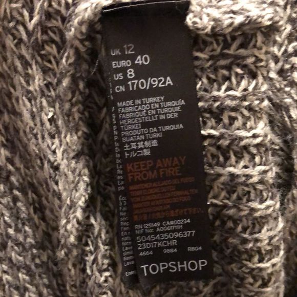 TOPSHOP Grey Marled Knit Mock Neck Long Sleeve Sweater Dress Size 8 - Picture 4 of 9